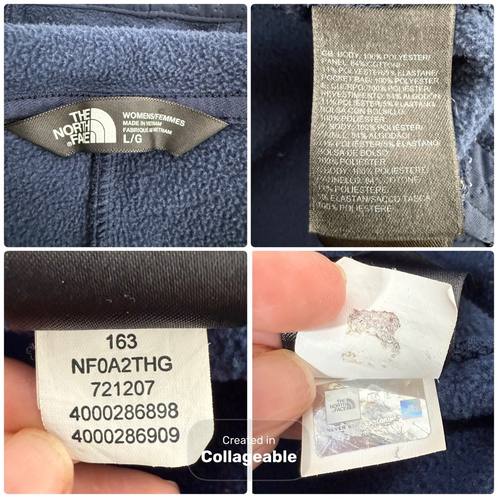 The North Face Caroluna Quilted Hooded Fleece Jacket Coat Blue Size L - Picture 11 of 15